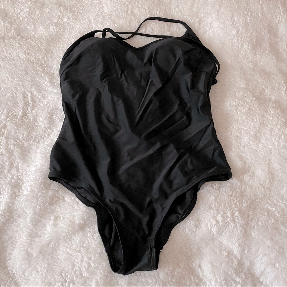 Piha solid cami black swimsuit
